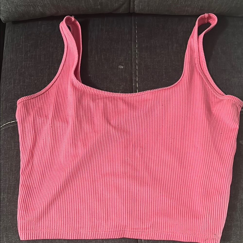Hollister Pink Ribbed Crop Tank Top